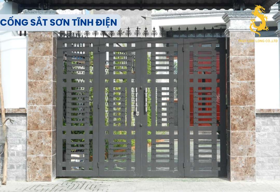 Cổng sắt sơn tĩnh điện sử dụng quy trình sơn khô hiện đại