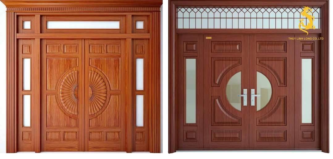 Cửa chính làm bằng chất liệu thép vân gỗ, chống cháy