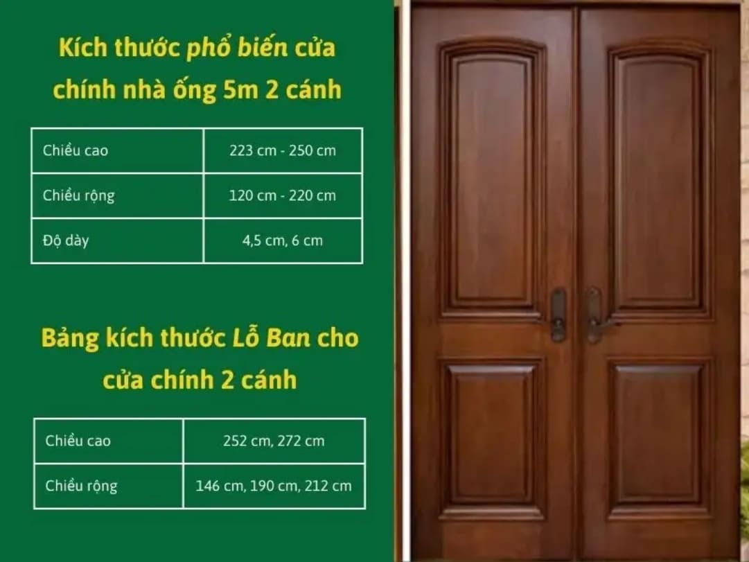 Nhà rộng 5m thì cửa chính rộng bao nhiêu