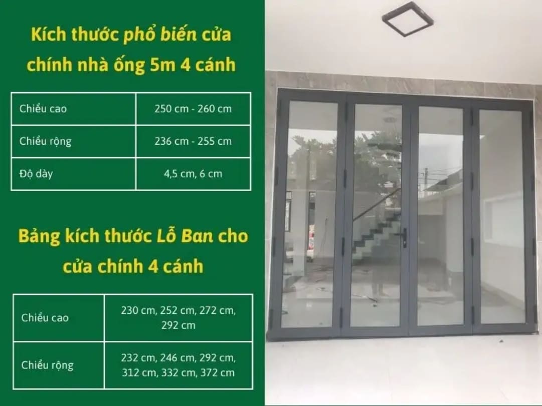 Nhà rộng 5m thì cửa chính rộng bao nhiêu