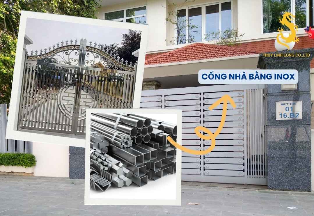 Vật liệu inox sáng bóng, chống gỉ tốt phù hợp cho nhà phố hiện đại