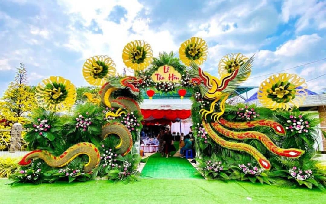 Cổng cưới lá dừa long phượng